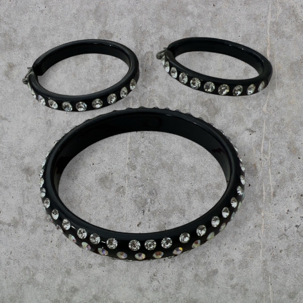 Black and Silver Rhinestone Jewelry Set